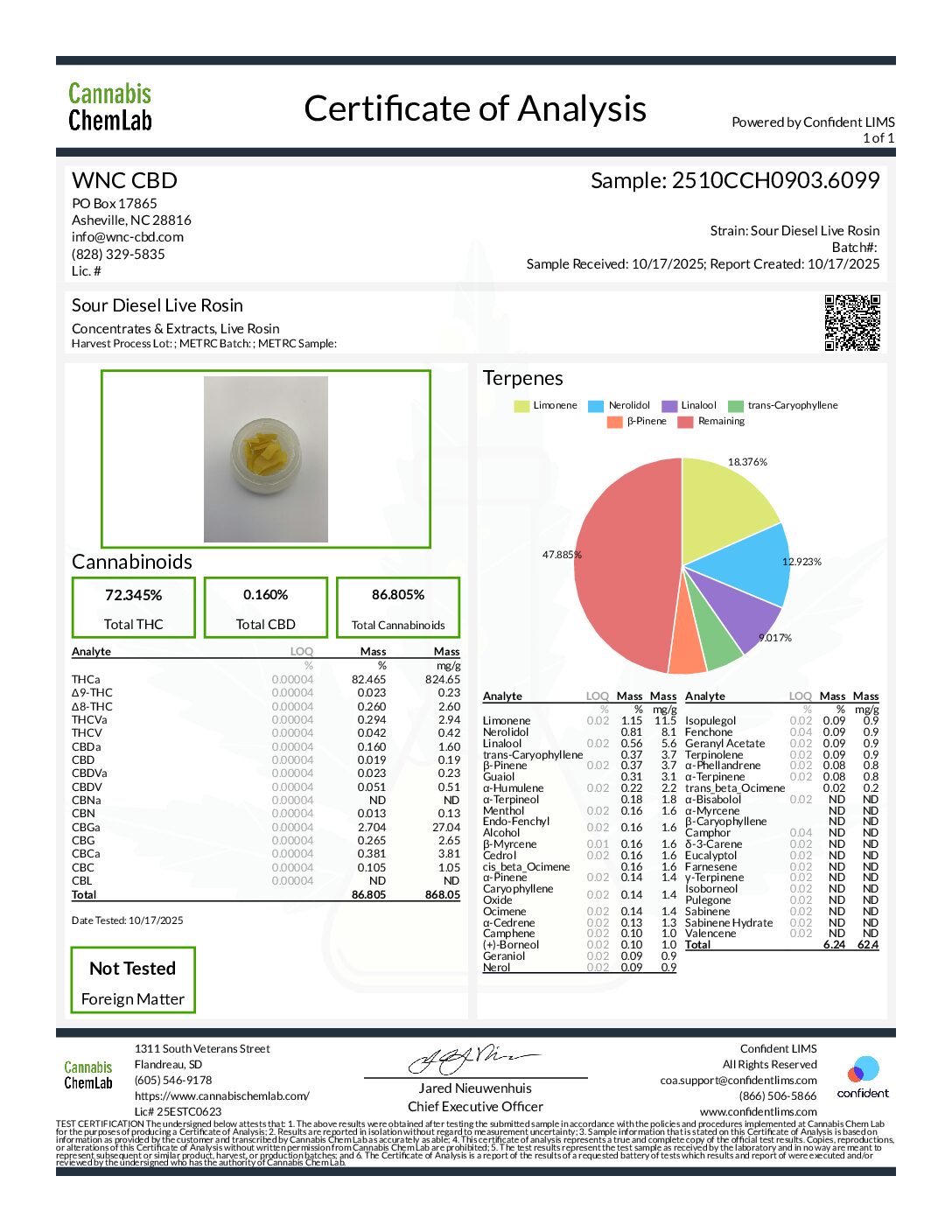 WNC - Live Rosin Disposable - .5g - Sour Diesel (Sativa) - Image 2